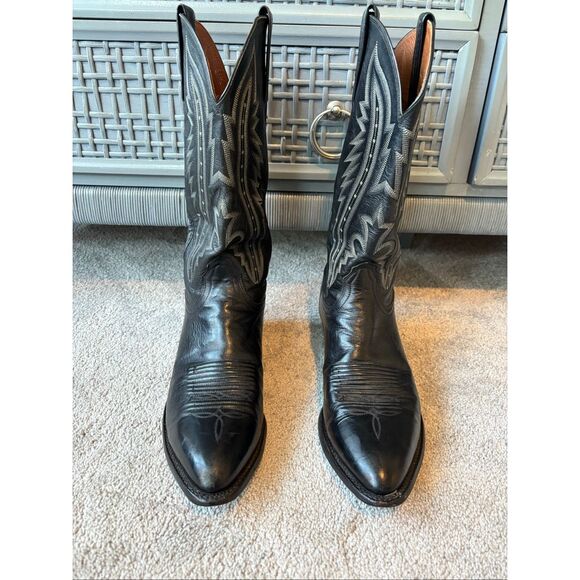 LUCCHESE 2000 Mens Black Italian Kangaroo Western Boots T3010 J4 Sz 8.5EE, $595 - Picture 2 of 10